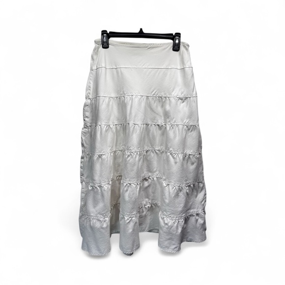 Vintage Y2K Ivory Tiered Prairie Skirt Boho Hippie Cottagecore Coastal Cowgirl - Picture 2 of 5